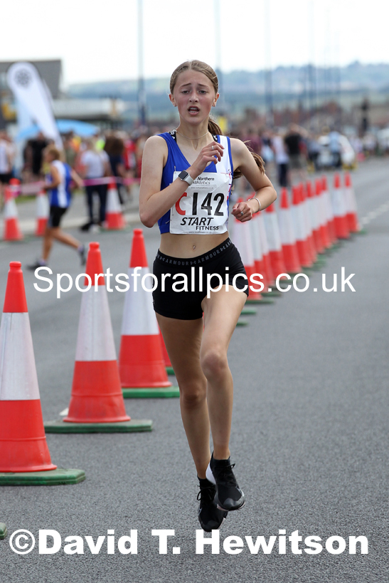 Womens under-17s 2021 Northern 6 and 4 Stage and Young Athletes Road Relays, Redcar. Photo: David T. Hewitson/Sports for All Pics